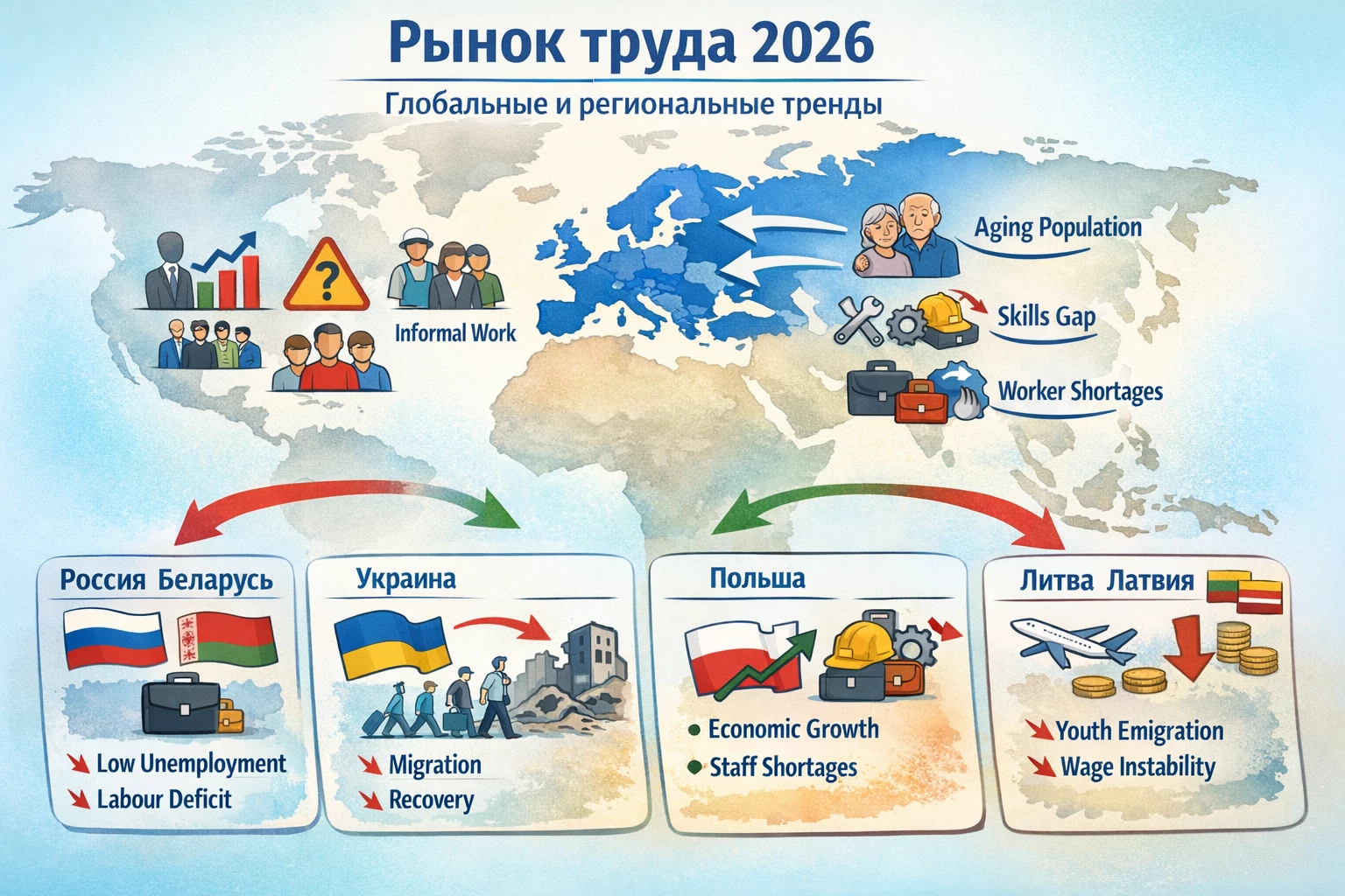 Мировая занятость в 2026: европейский контекст