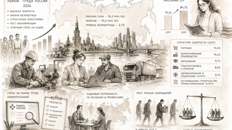 Рынок труда России в 2026 году: структура, занятость и риски