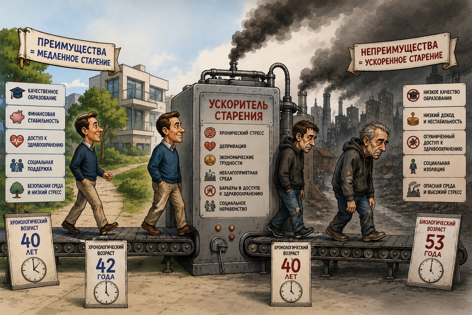 Социальное неравенство ускоряет биологическое старение
