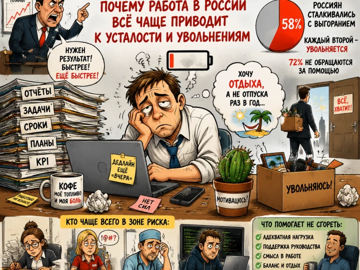 Выгорание по-русски: почему работа в России всё чаще приводит к усталости и увольнениям