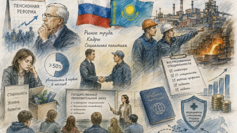 Россия и Казахстан: главные события месяца в сфере труда и социальной политики