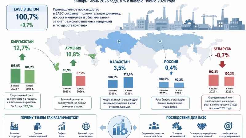 Промышленность ЕАЭС: кто растет, а кто отстает?